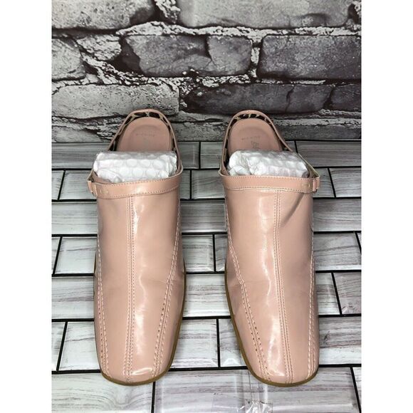 AQUATALIA Pink Patent Leather Square Toe Heel Mules Shoes Women’s Sz 8M US/39EU - Picture 11 of 16